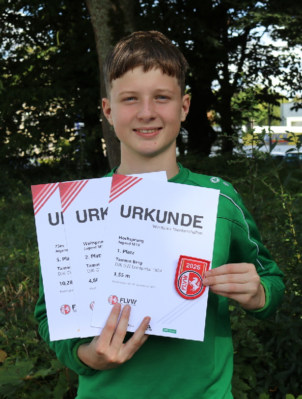 Tammo Berg: Westfalenmeister Hochsprung (1,55 m) und Vizemeister Weitsprung (4,80 m)